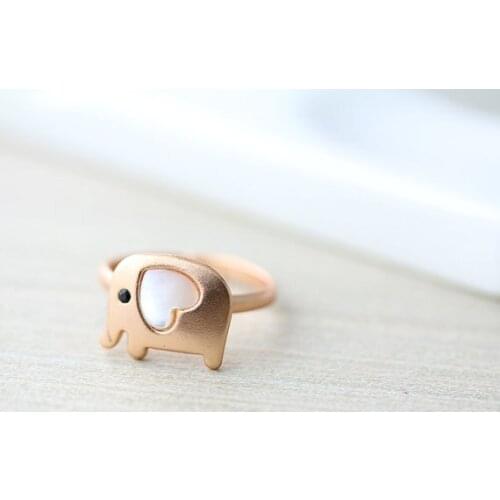 Elephant Ring Pearl Heart Animal Jewelry Adjustable Free Size Gold/Rose Gold gift idea--10Pcs/Lot (2 Colors Free Collocation)