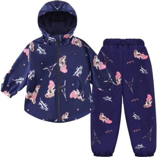 LZH Children Clothing Sets Autumn Winter Toddler Baby Girls Clothes Waterproof Raincoat Jacket+Pant Outfit Kids Boys Sport Suit