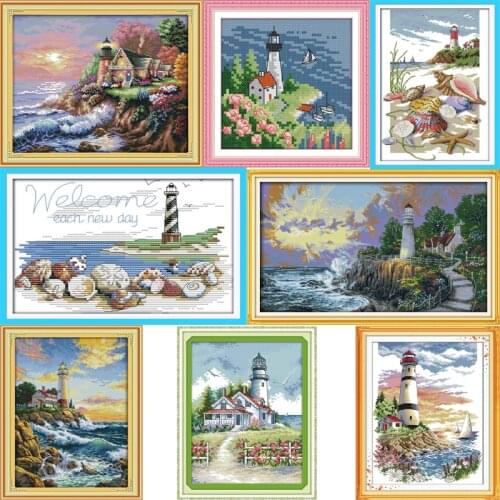 Needlework Embroidery DIY Painting Cross stitch kits 14ct 11ct Lighthouse Series Landscape Cross-stitch Sets For Embroidery