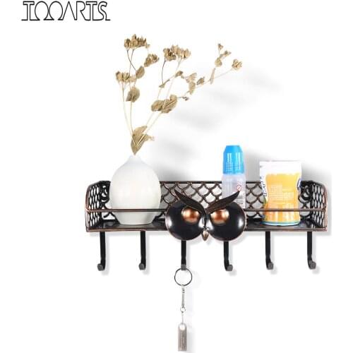 Tooarts Owl shelves for wall with Hooks Iron Spice Rack Space Saving wall decor metal Kitchen Storage home decore