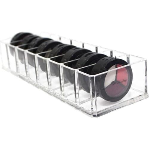 8 Slots Cosmetic Organizer Acrylic Eyeshadow Blusher Makeup Organizer 6 Space Cosmetic Storage Case Holder Storage Container