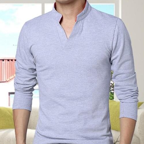 Casual Men Tops T shirt Solid Color Long Sleeve V Neck Slim t shirt for Men Pullover T-shirts Top Streetwear camiseta hombre