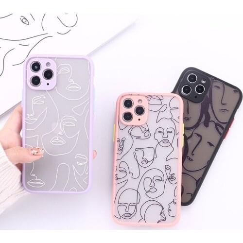 Art lines shockproof hybrid case for iPhone 12 11 Pro MAX Xs Xr X 7 8 Plus 12MINI 11ProMax phone cover soft silicone funda cases