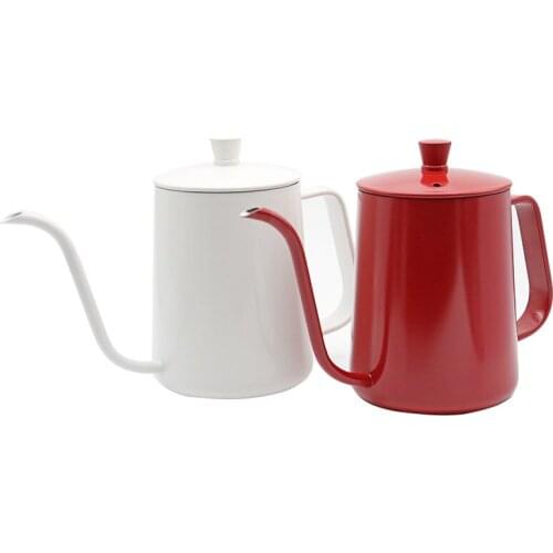 Factory Direct Coffee Hand Wash Pot Stainless Steel Hand-Punched Thin Mouth Long Mouth Coffee Pot with Lid 600Ml