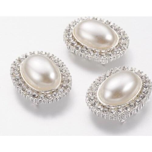 Silver Oval Acrylic Pearl Multi-Strand Links jewelry findings, Alloy Base with Grade A Rhinestone,about 26mm long, 22mm wide