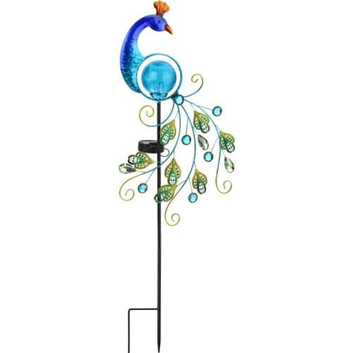 Peacock Decor Solar Garden Lights Lamp Stake Metal ABS Durable Eco-friendly And Reliable For Outdoor Patio Yard Decorations