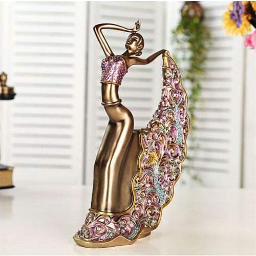 RESIN DANCER ORNAMENT MODERN CREATIVE HOME FURNISHING CRAFTS CLASSICAL FIGURINE CUTE PEACOCK DANCING GIRL SCULPTURE STATUE