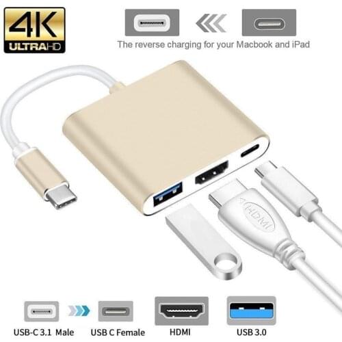 USB C Hub 3 in1 Adapter USB Type C Hub to Hdmi-Compatible 4K support Samsung Dex mode USB-C Dock with PD for MacBook Pro/Air