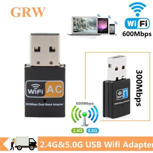 Grwibeou USB WiFi Adapter 600Mbps 2.4GHz 5GHz WiFi Antenna Dual Band 802.11b/n/g/ac Mini Wireless Computer Network Card Receiver