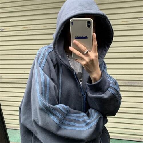 Vintage Sweatshirt Women Fashion Long Sleeve Zip Up Hoodies Oversized Printed Thick Jacket Female Clothing Harajuku Pullover New