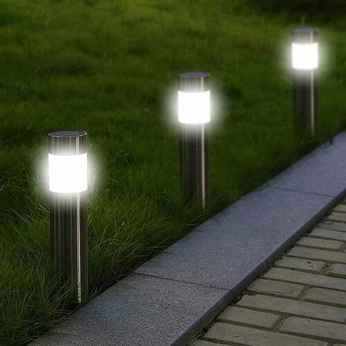 Thrisdar Waterproof Solar Garden Pathway Lawn Light Outdoor Solar Path Ground Light Stainless Steel Solar Pillar Bollard Light