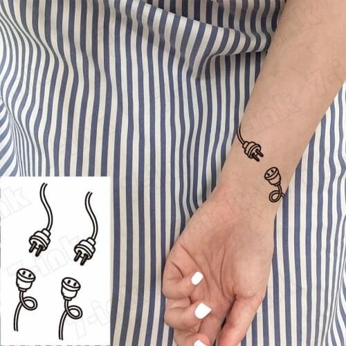 Waterproof Temporary Tatoo Sticker Couple Minimalist Plug Wire Art Tattoo Water Transfer Fake Flash Tatto For Man Women