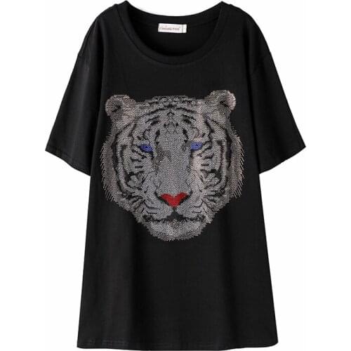 Punk Style 2021 New Black Casual T-Shirt Sweethearts Outfit Fashion Diamond Tops Women Personality T-Shirts TX167