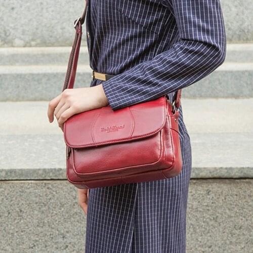 Fashion Genuine Leather Female Flap Crossbody Bags for Women Shoulder Bag Ladies Shopping Luxury Purse and Handbags