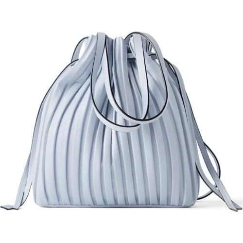 2020 New Blue Drawstring Handbag For Women Fashion Bucket Shoulder Bag