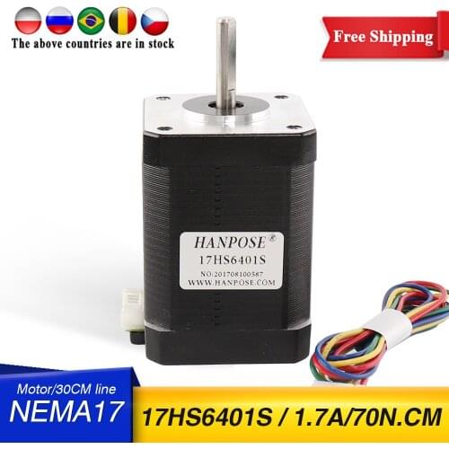 10pcs 2-phase hybrid stepper motor nema17 motor 60mm 1.7A 70N.CM 4-wire nema 17 17HS6401S for 3D printer cnc 12v motor nema17