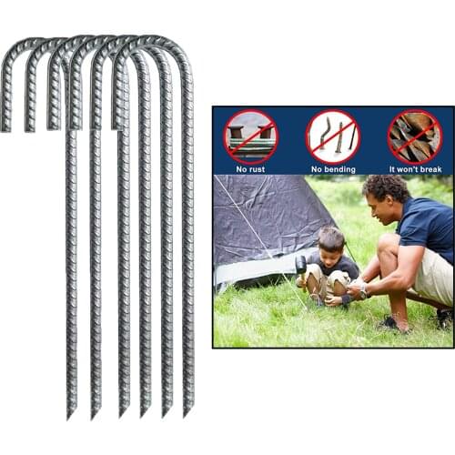 12 Inch Steel Ground Stakes J Hooks Garden Tent Pegs Trampoline Anchors Marquees Tents Camping Tents