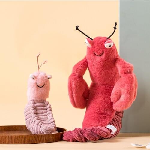 28CM Sheldon Shrimp Plush Toys Kawaii Pink Shrimp Dolls Stuffed Animal Plushes Shells Scales Toys For Kids Birthday Gifts