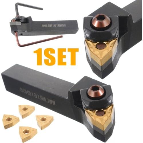 4pcs WNMG0804 Carbide Inserts + 1pc WWLNR1616H08/WWLNR1616K08 CNC Lathe Turning Tool 16 x 125mm Boring Bar with Wrench