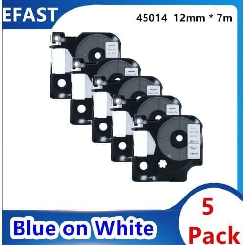 5 Pack 12mm 45014 Black on white compatible dymo D1 12mm label printer 45014 laminated label tapes for LM 160 280 label maker