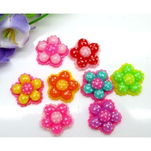 50Pcs Mixed Resin Flower Beads Decoration Crafts Flatback Cabochon Scrapbooking Fit Phone Embellishments Diy Accessories