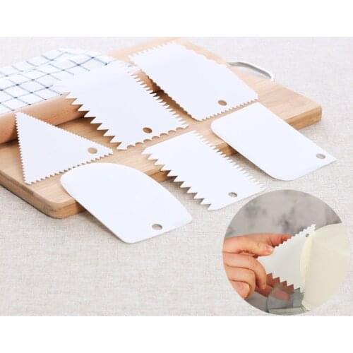 6pcs DIY Cream Smooth Cake Spatula Cake Dough Fondant Scraper Irregular Plain Smooth Jagged Edge Spatula Cutters Cake Decoration