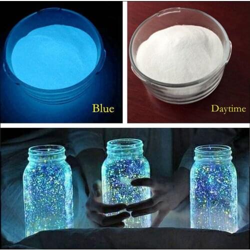 White Glowing Blue Luminous Powder Phosphor Pigment Noctilucent Powder Glow in Dark Dust Powder,Nail Atr Decorations 100g/lot