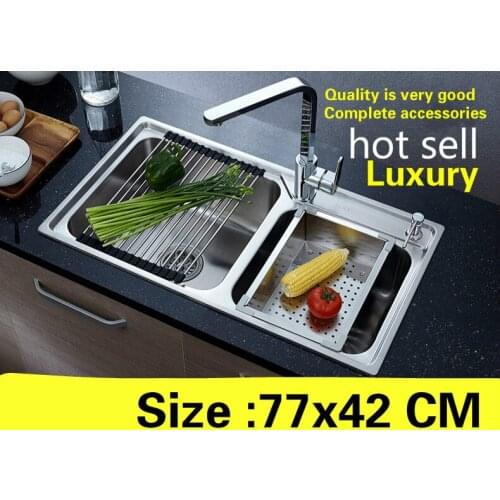 Free shipping Apartment vogue kitchen double groove sink 304 stainless steel standard hot sell 770x420 MM