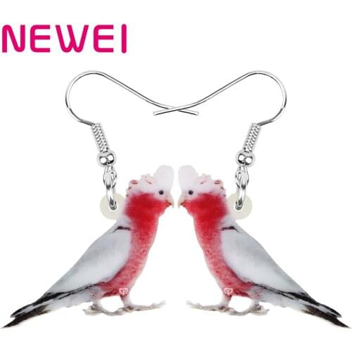 Newei Acrylic Flying Major Mitchells Cockatoo Earrings Big Bird Animal Dangle Drop Jewelry For Women Girl Charm Gift Decoration