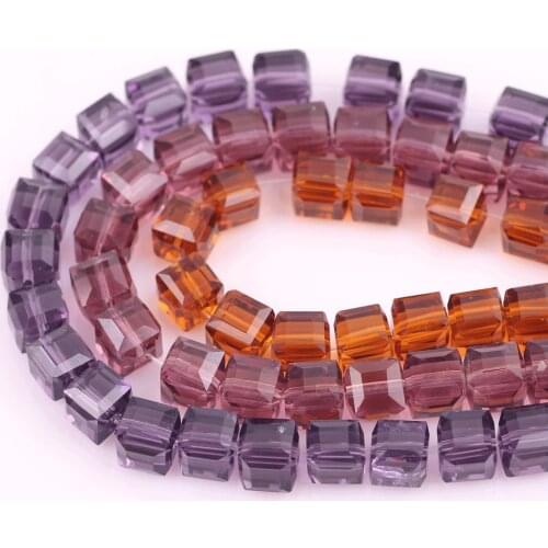 2/3/4/6/8/10mm Glass Crystal Square Beads Spacer For Women Jewelry Making DIY Accessories Wholesale Crafts Cube Bead & Necklace