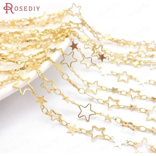 40490)50CM Per Piece 24K Gold Color Brass Star special Necklace Bracelets Chains Jewelry Making Supplies Findings Accessories