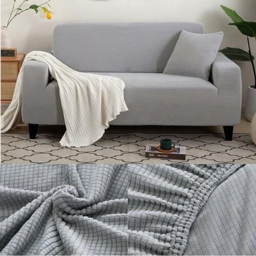 Grain Fleece thick sofa protector Jacquard solid printed sofa covers for living room couch cover corner sofa slipcover L shape