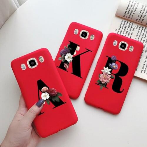 Phone Case For Samsung Galaxy J5 2016 Soft Silicone Letter Monogram Flower Painted Back Cover For Samsung J5 2016 SM-J510F Case