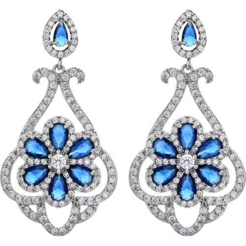 Four colors of long, exaggerated zircon earrings Fashion jewelry earrings for women/girls in various social situations ER-249