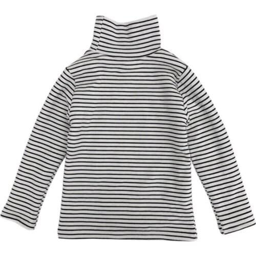 DFXD 2020 Winter Kids Boys Girls High Collar Plus Velvet Striped Bottoming Shirt Casual Long Sleeve Warm Tops Outfit For 1-7Yrs