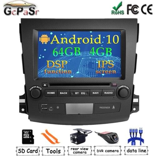 DSP chip IPS Android 10 In Dash Car Stereo DVD Player GPS for Mitsubishi Outlander 2007-2012 Peugeot 4007/Citroen C-Cross Radio