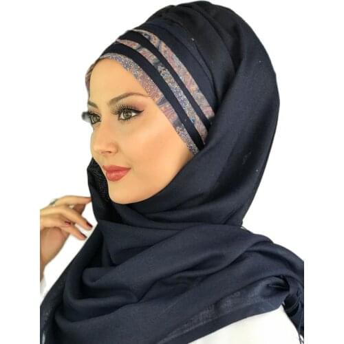 Islamic Fashion Muslim Hijab Hijab Trend Hijab Scarf Bonnet Hat Ready Shawl Koton Dark Navy Blue Hijab Instant Hijab