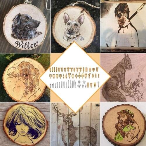 65 Pcs Wood Burning Pen ,Carving Iron Tip,Stencil Soldering Iron Pyrography Working Carving Craft Tools for Woodworking, Leather