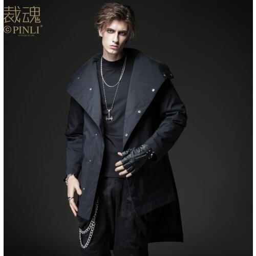 Free Shipping New mens Male personality fashion casual Soul 2020 Autumn High Collar Mid-length Cotton Jacket Coat BC203105128
