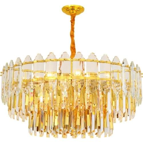 Postmodern Living Room Lamp Light Luxury Chandelier Crystal Dining Room Lamp Simple Golden Stainless Steel Study Bedroom Lamp