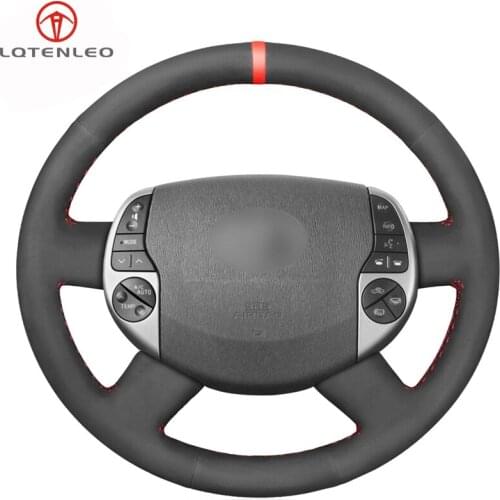 LQTENLEO Black Suede Hand Car Steering Wheel Cover For Toyota Prius 20 XW20 2003 2004 2005 2006 2007 2008 2009 Raum 2 2003-2011
