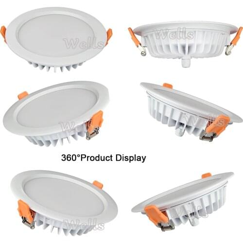 Miboxer FUT069 2.4G IP54 Waterproof 15W RGB+CCT Round LED Downlight Dimmable AC86-265V Reccessed Light B8 FUT092 remote