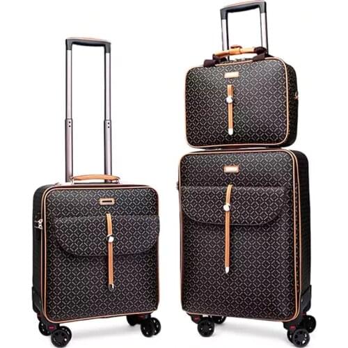 Fashion 16/20/24 inch PU Rolling Luggage Spinner Brand Travel Suitcase With Handbag Men Women Carry On Set Trolley Luggage