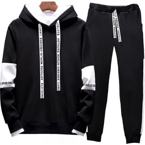 2Pcs Men Sets Casual Fashion Hoodies Pant Hoody Sweatshirts + Sweatpants Tracksuit Jogging Sportswear Solid Suit