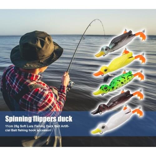 11cm 25g Topwater Duck Soft Fishing Lure Plopping Splashing Feet Frog Lure Floating Artificial Bait Fishing Tackle