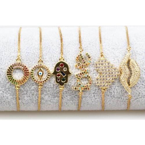 New style fashion gold/silver color charm bracelets trendy copper pave bling CZ cubic zircon for women adjustable chain jewelry