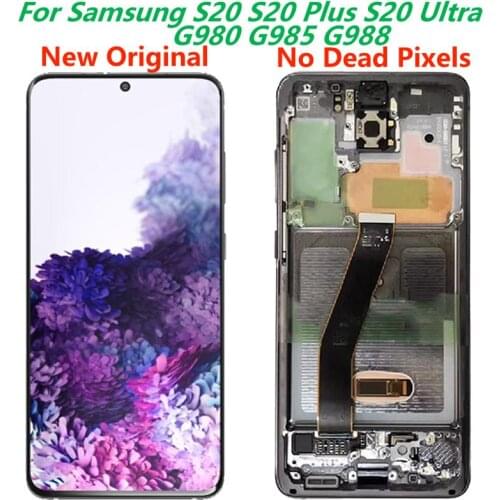Original Super AMOLED For Samsung S20 SM-G980F LCD Display With Frame SM- S20 Plus G985 S20 Ultra G988 Touch Screen Repair Parts
