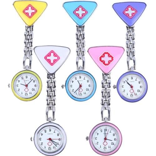 Protable Nurse Watches With Clip Red Cross Brooch Pendant Pocket Hanging Doctor Nurses Medical Quartz Watch