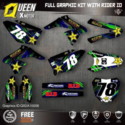 Queen X MOTOR Custom Team Graphics Decals Stickers Kit For SUZUKI Decal 2010-2018 RMZ250 006