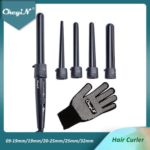 CkeyiN New 5 Part Hair Curling Iron Machine 5P Ceramic Hair Curler Set 5 Sizes 09-32mm Curling Wand Rollers With Glove Clips 28